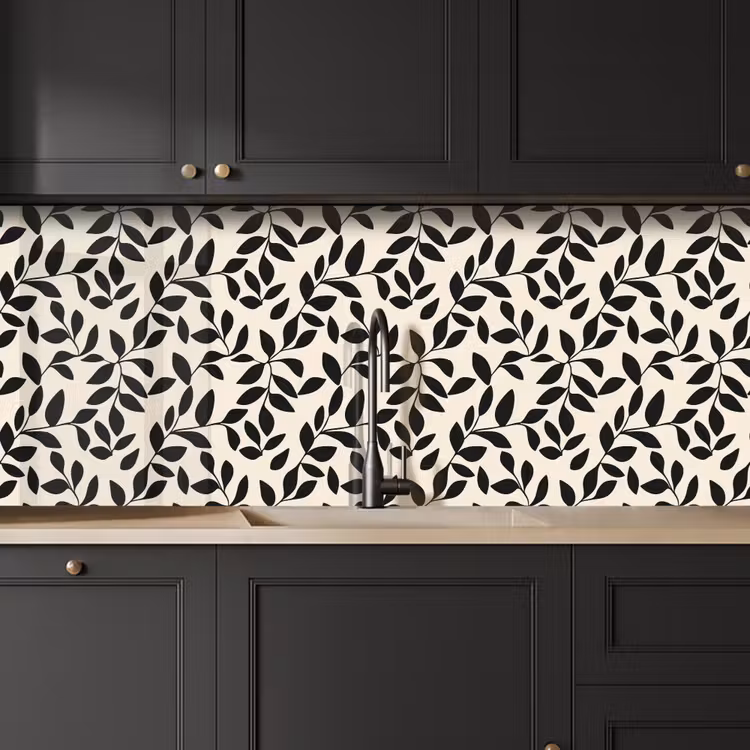Kitchen splashback - Elegant - Pattern - Black - Beige — 6