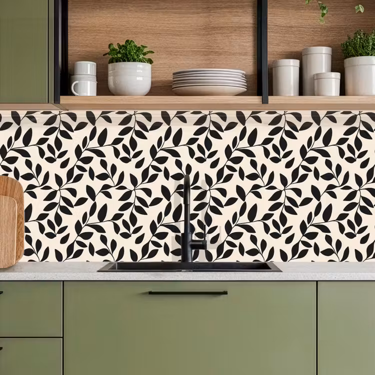 Kitchen splashback - Elegant - Pattern - Black - Beige — 8