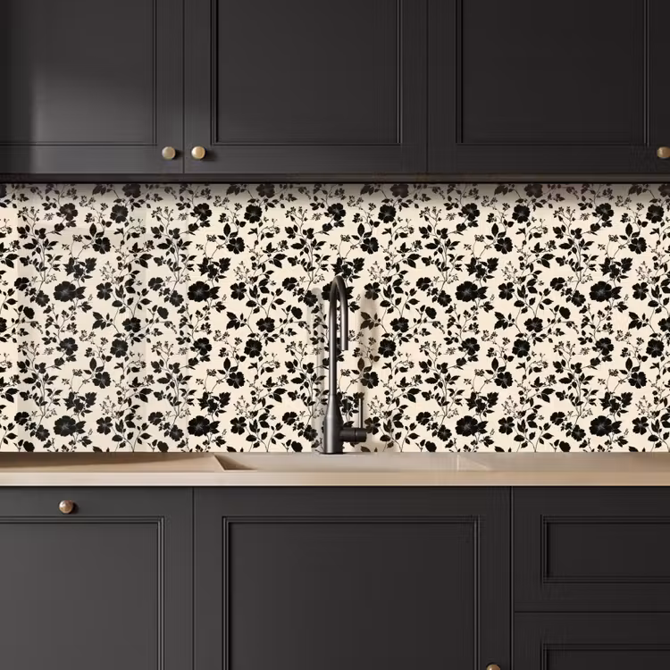 Kitchen splashback - Flowers - Pattern - Black — 6