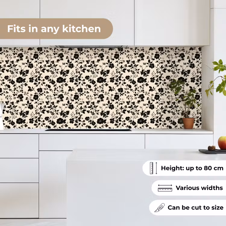 Kitchen splashback - Flowers - Pattern - Black — 7