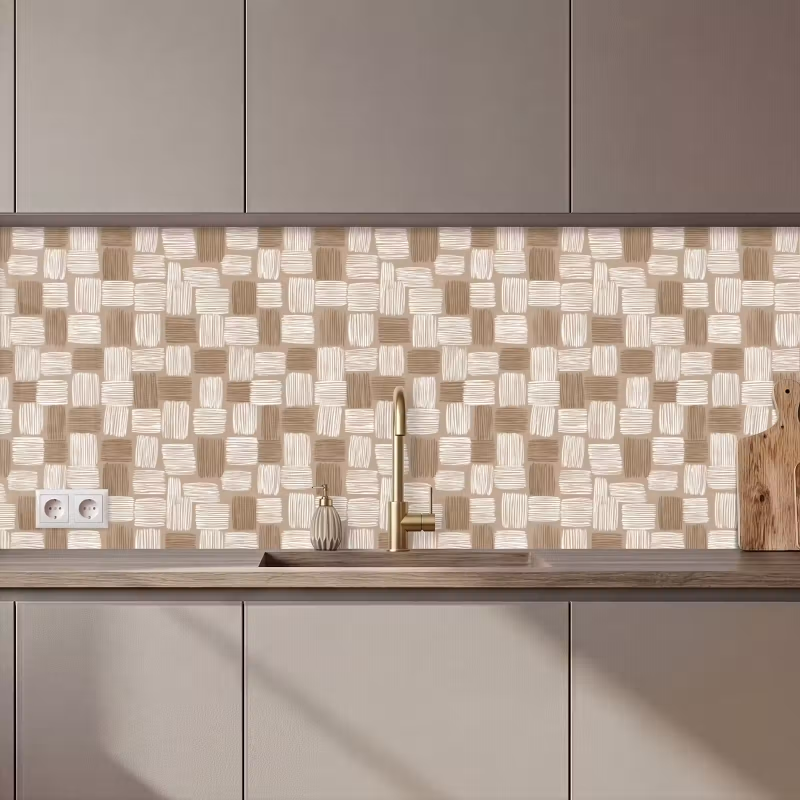 Kitchen splashback - Block - Pattern - Brown — 1