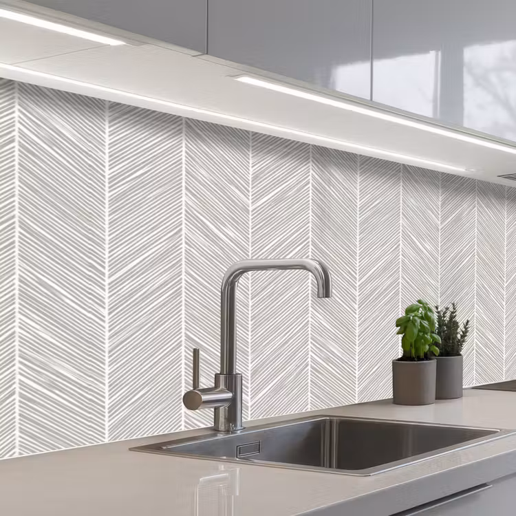 Kitchen splashback - Classic - Herringbone - Gray — 2