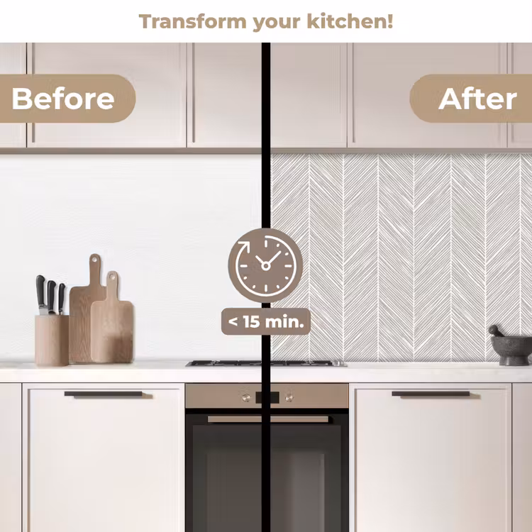 Kitchen splashback - Classic - Herringbone - Gray — 3