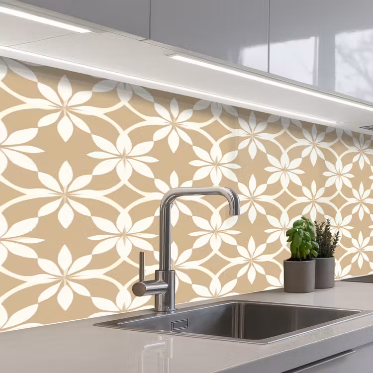 Kitchen splashback - Flowers - Pattern - Beige — 2
