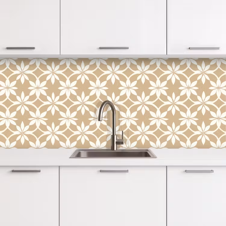 Kitchen splashback - Flowers - Pattern - Beige — 4