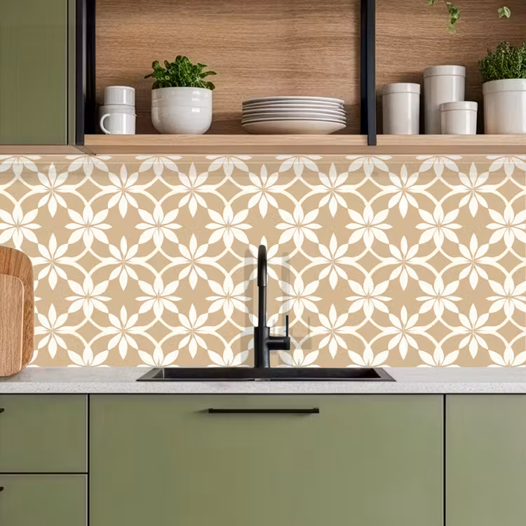 Kitchen splashback - Flowers - Pattern - Beige — 8
