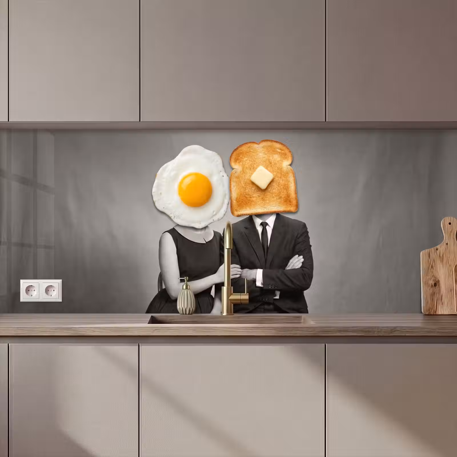 Kitchen splashback - Breakfast - Couple - Egg - Bread — 1