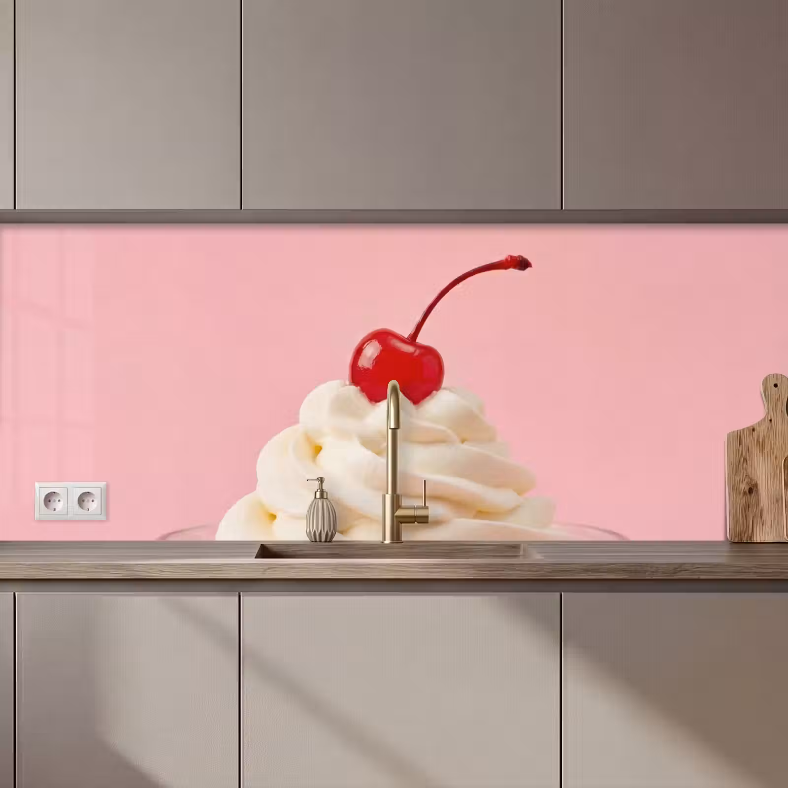 Kitchen splashback - Cherry - Whipped Cream - Pink — 1