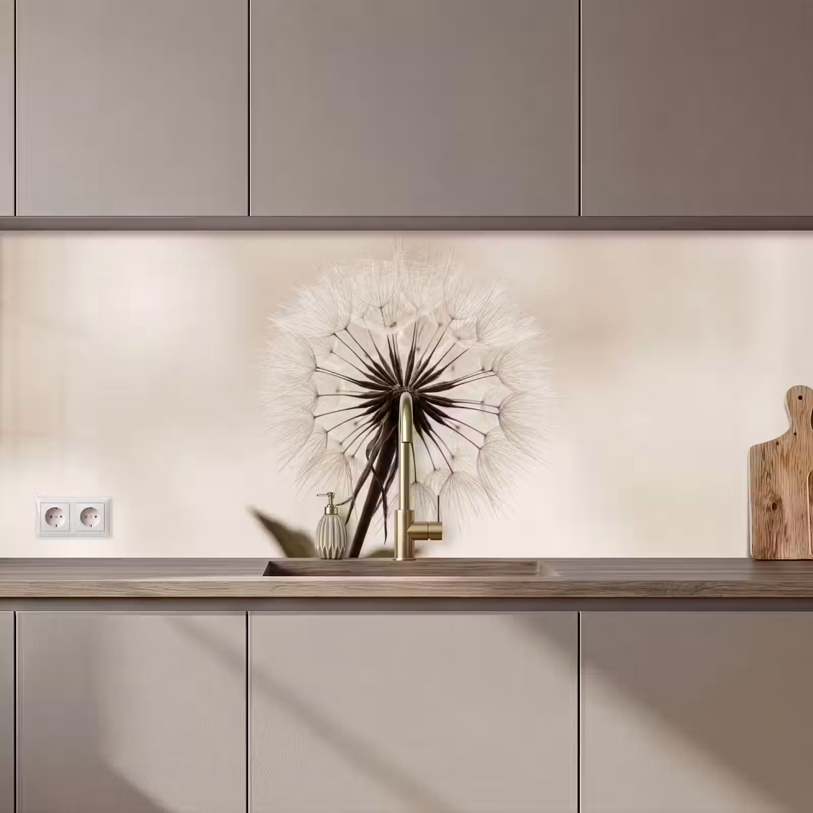 Kitchen splashback - Dandelion - Minimalist - White — 1