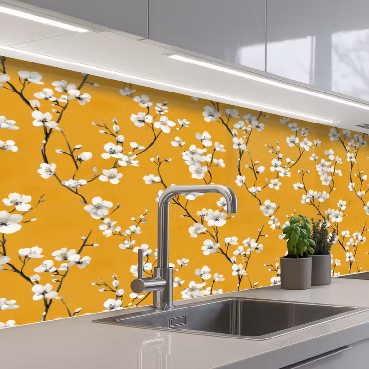 Kitchen splashback - Blossom Branch - Watercolor - Yellow — 2