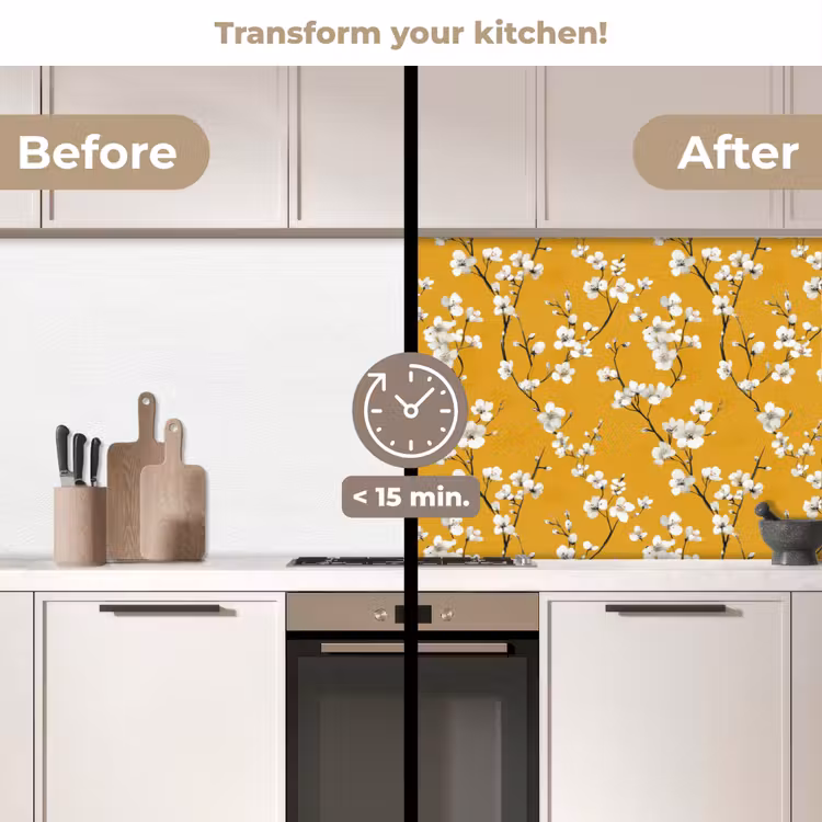 Kitchen splashback - Blossom Branch - Watercolor - Yellow — 3