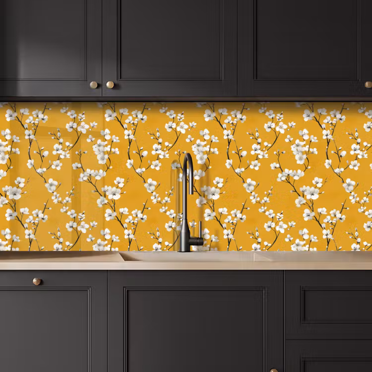 Kitchen splashback - Blossom Branch - Watercolor - Yellow — 6