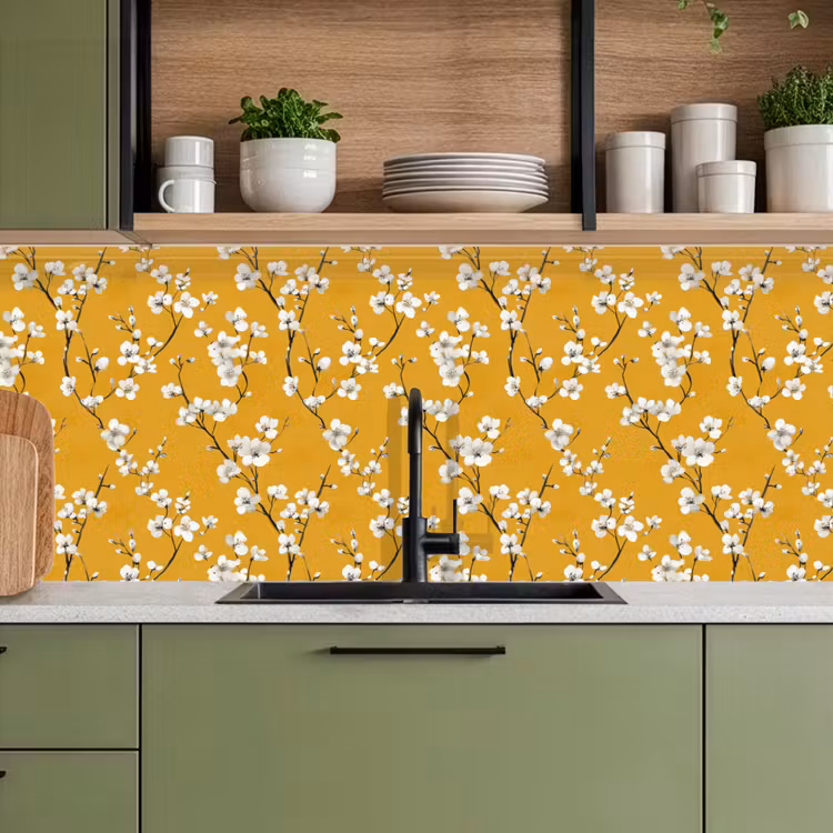 Kitchen splashback - Blossom Branch - Watercolor - Yellow — 8