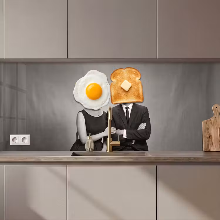 Kitchen splashback - Breakfast - Couple - Egg - Bread — 1