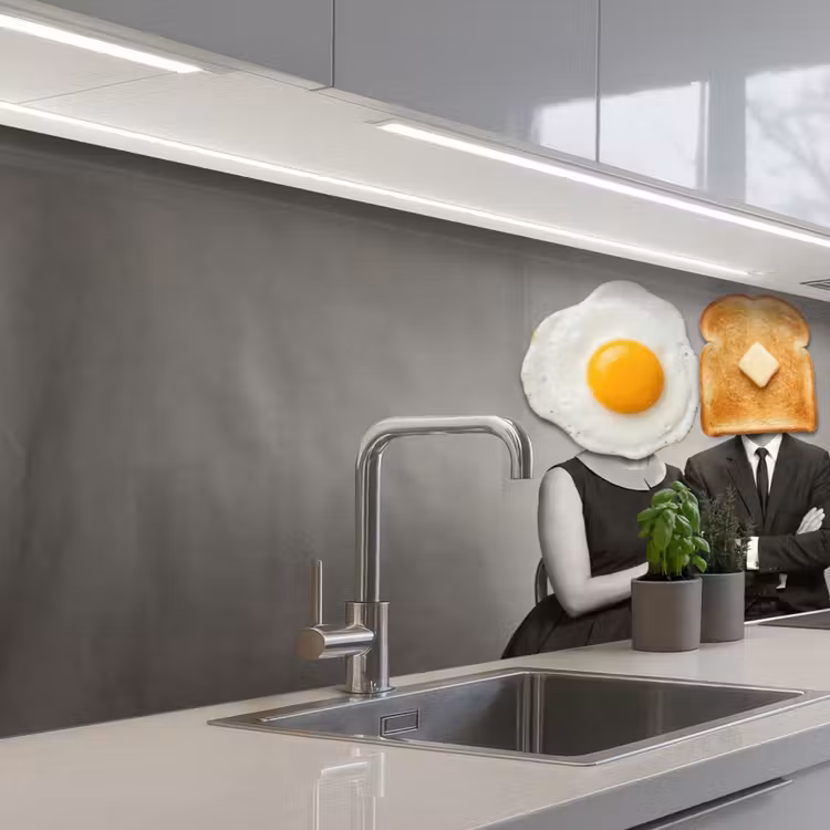 Kitchen splashback - Breakfast - Couple - Egg - Bread — 2