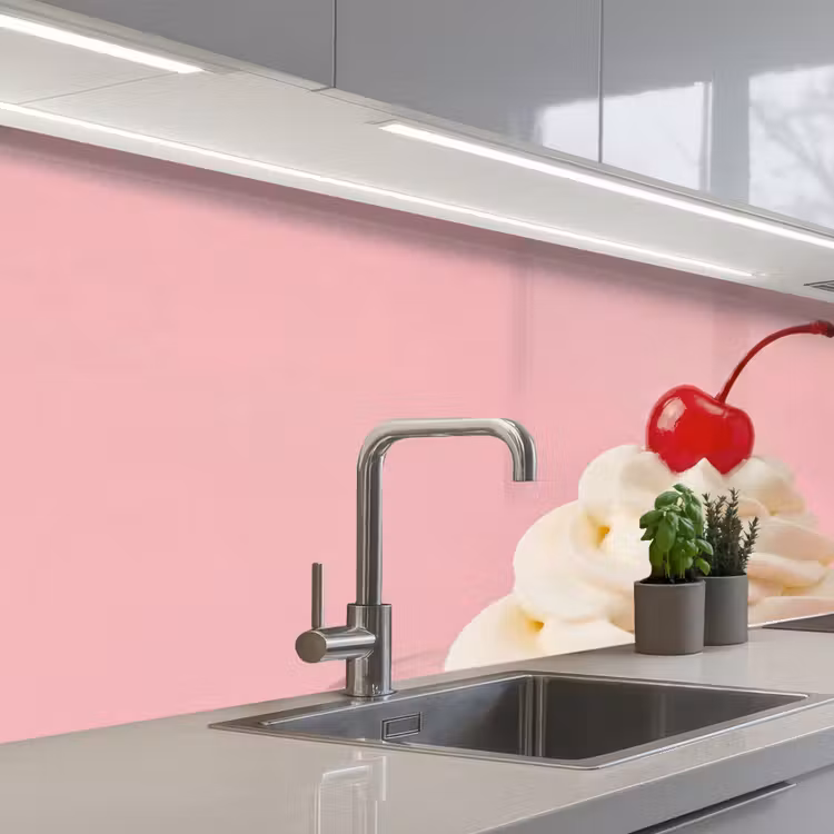 Kitchen splashback - Cherry - Whipped Cream - Pink — 2