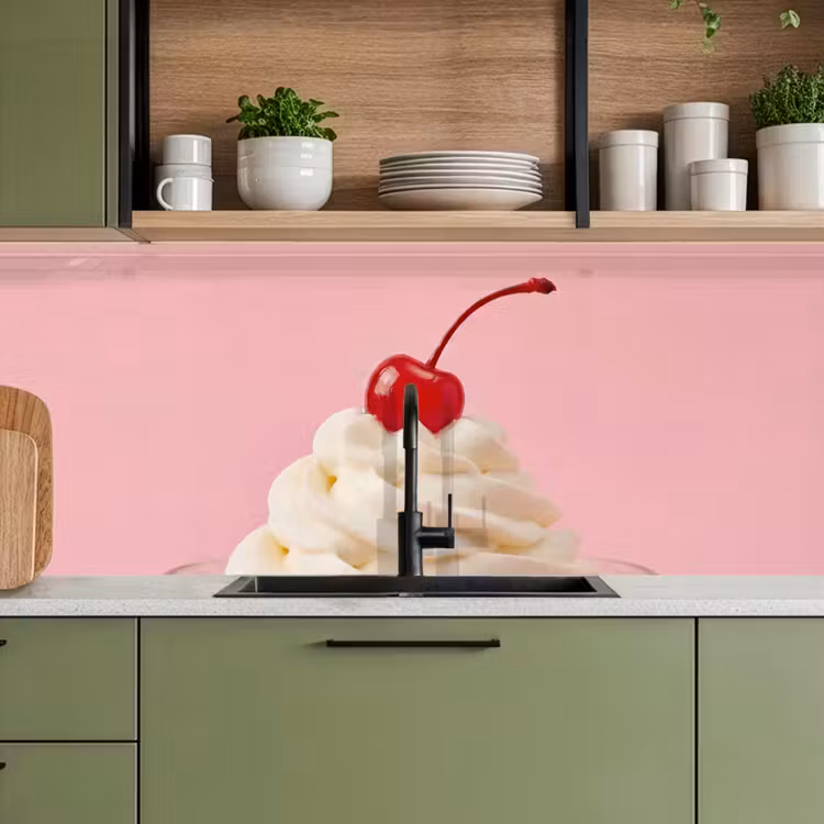 Kitchen splashback - Cherry - Whipped Cream - Pink — 8