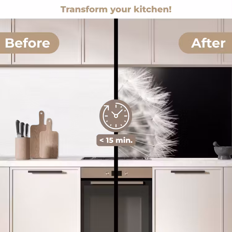 Kitchen splashback - Dandelion - Black - White — 3
