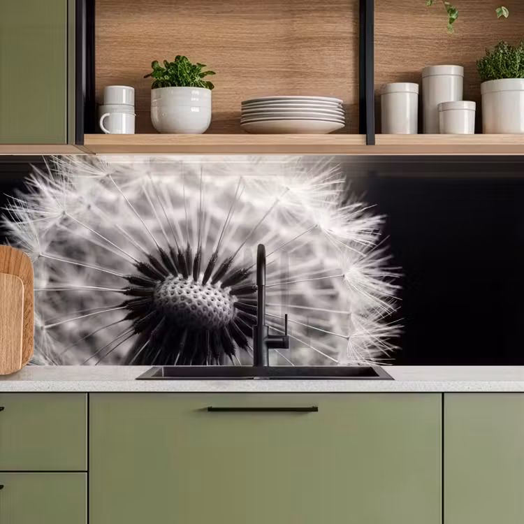 Kitchen splashback - Dandelion - Black - White — 8