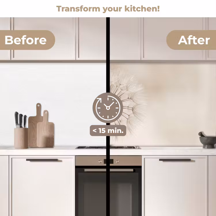 Kitchen splashback - Dandelion - Minimalist - White — 3
