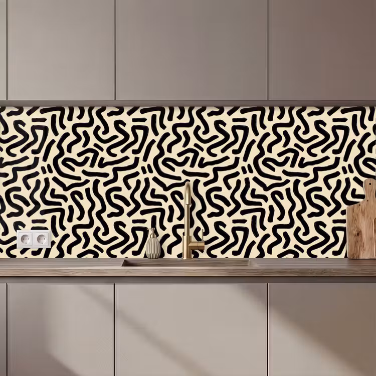 Kitchen splashback - Abstract - Lines - Black — 1