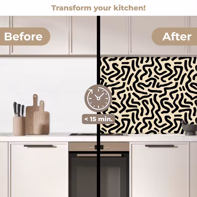 Kitchen splashback - Abstract - Lines - Black — 3