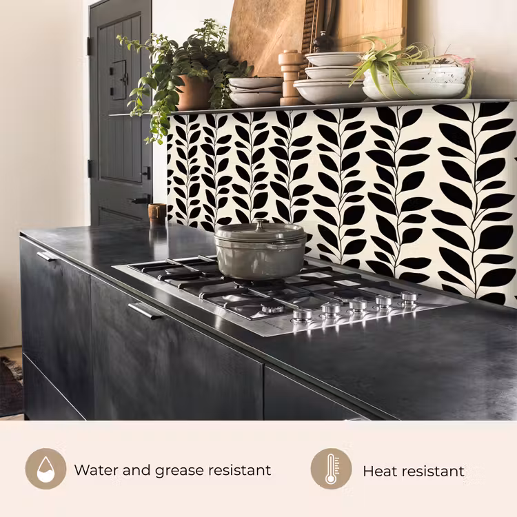 Kitchen splashback - Botanical - Pattern - Black - Beige — 5