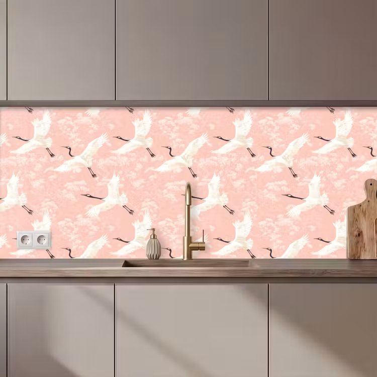 Kitchen splashback - Crane - Blossom - Pink — 1