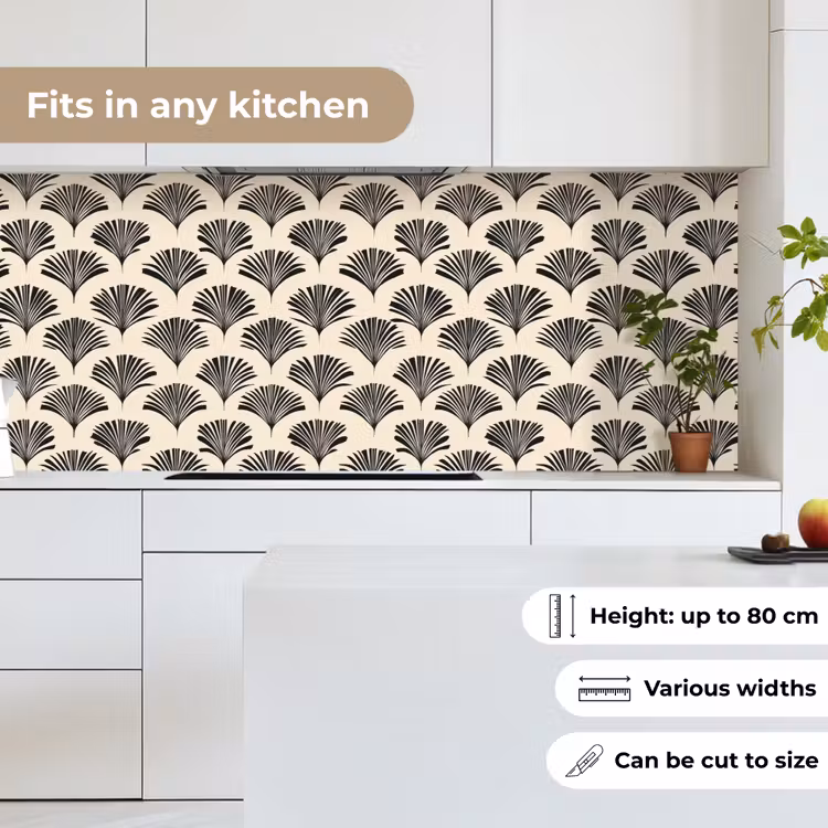 Kitchen splashback - Fans - Botanical - Black - Beige — 7