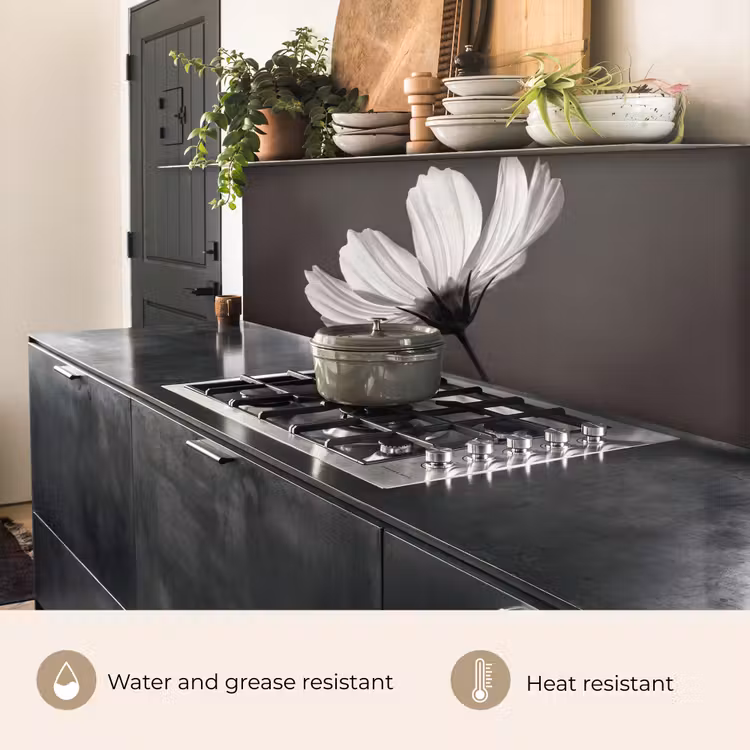 Kitchen splashback - Flower - Minimalist - Black - White — 5