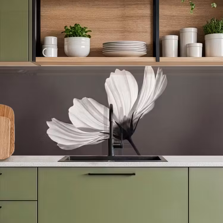 Kitchen splashback - Flower - Minimalist - Black - White — 8