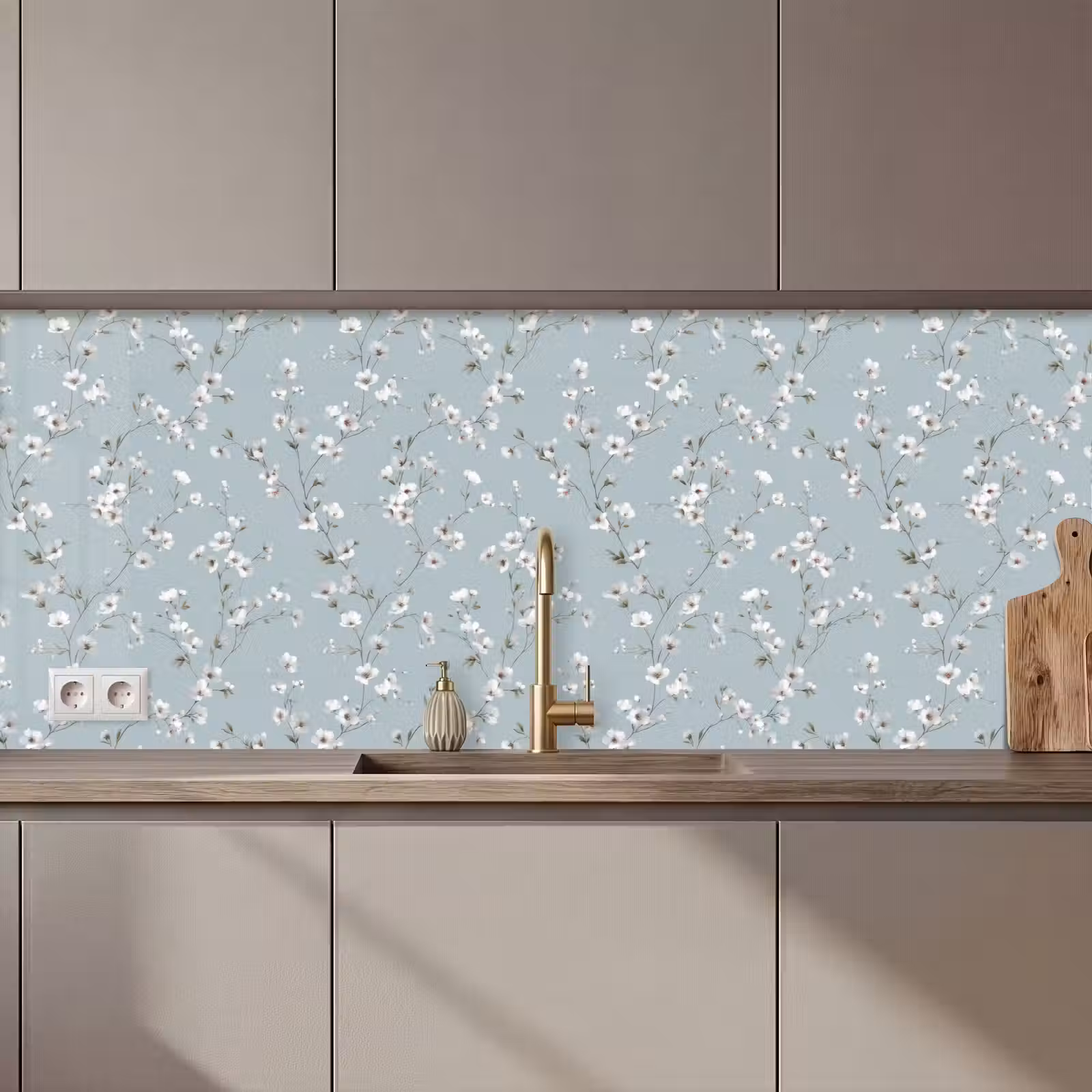 Kitchen splashback - Classic - Flowers - Blue — 1