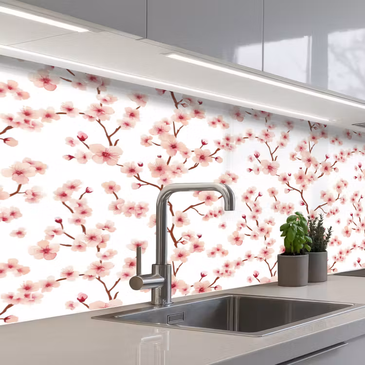 Kitchen splashback - Cherry Blossom - Branches - Pink — 2