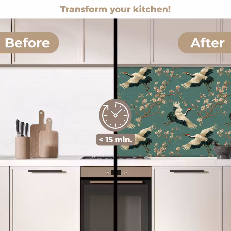 Kitchen splashback - Cherry Blossom - Maternity Bird - Green — 3