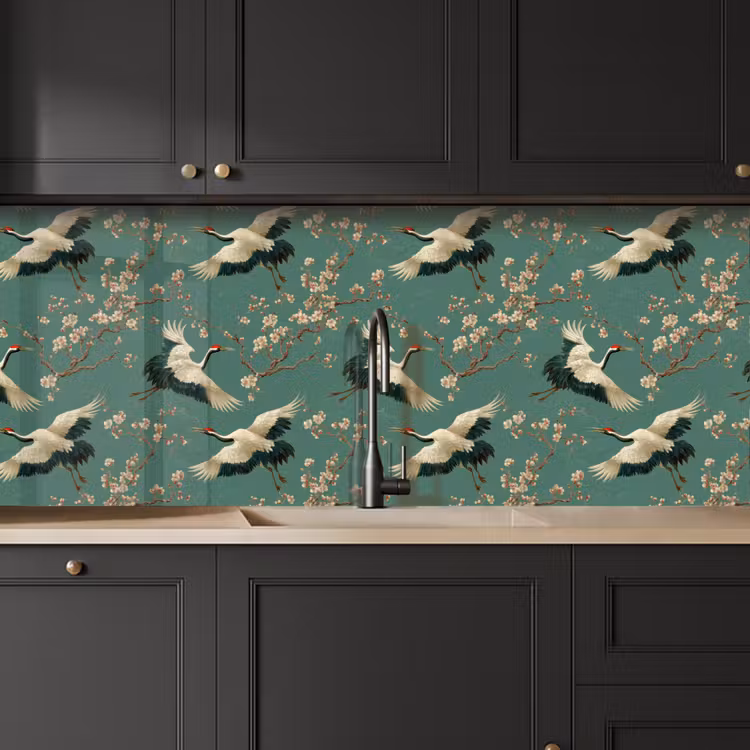 Kitchen splashback - Cherry Blossom - Maternity Bird - Green — 6