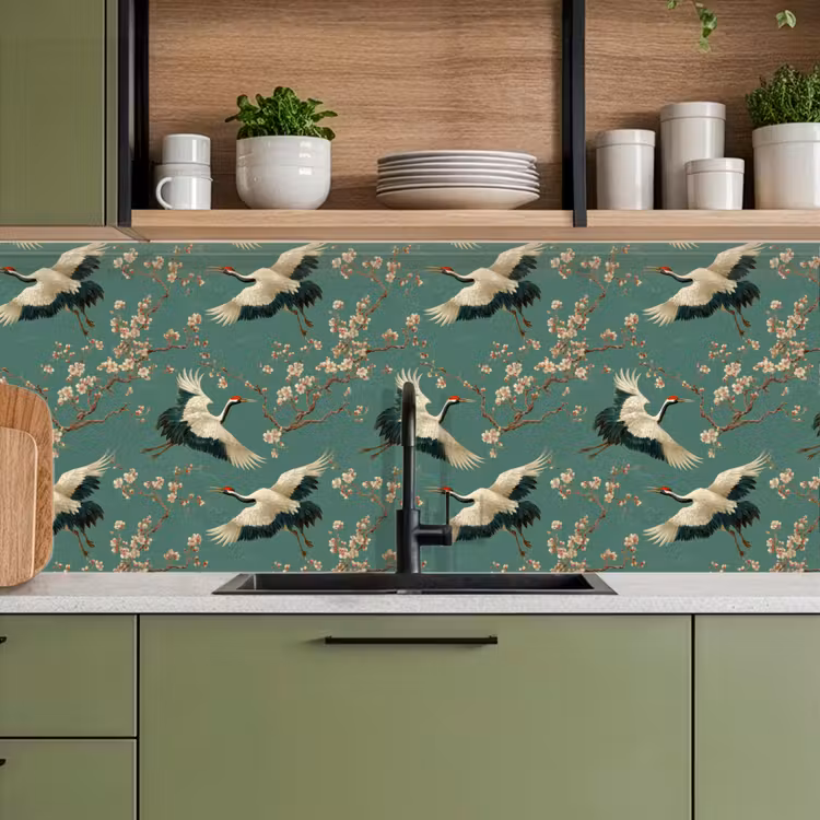 Kitchen splashback - Cherry Blossom - Maternity Bird - Green — 8