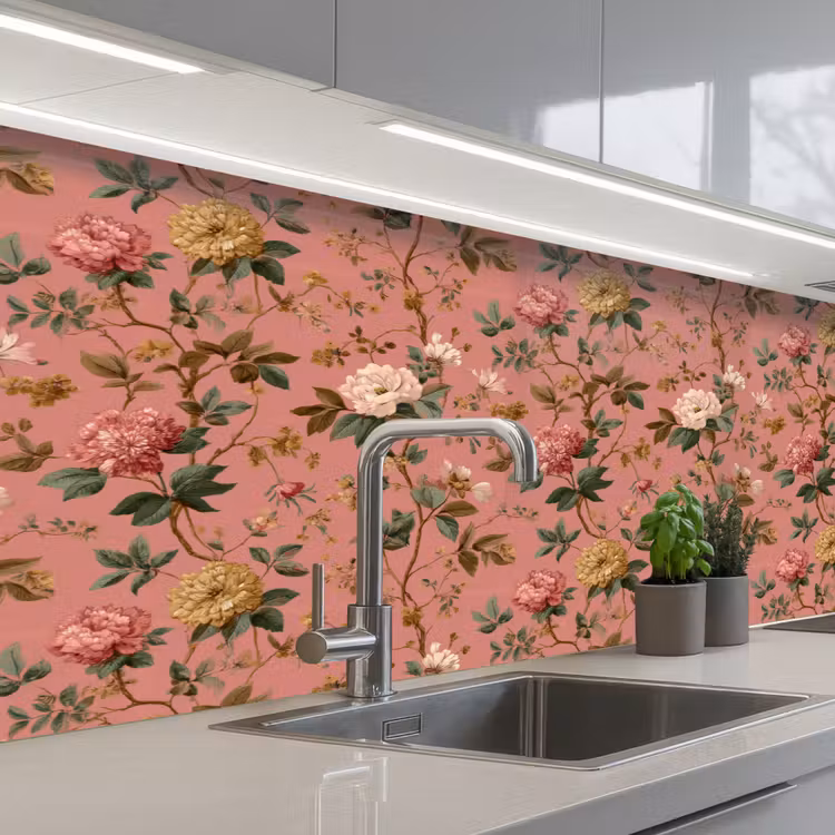Kitchen splashback - Classic - Botanical - Pink — 2