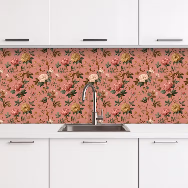 Kitchen splashback - Classic - Botanical - Pink — 4