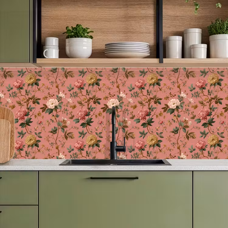 Kitchen splashback - Classic - Botanical - Pink — 8