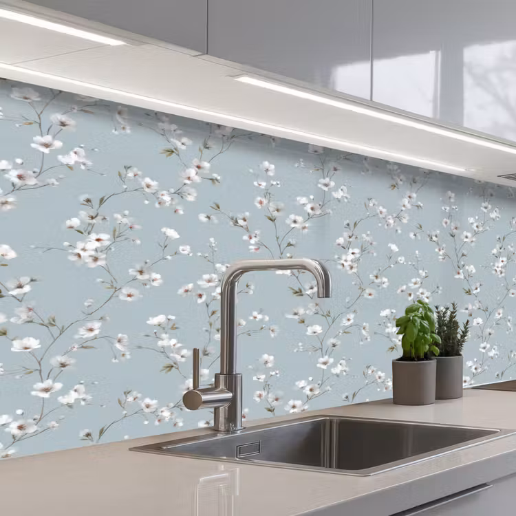 Kitchen splashback - Classic - Flowers - Blue — 2