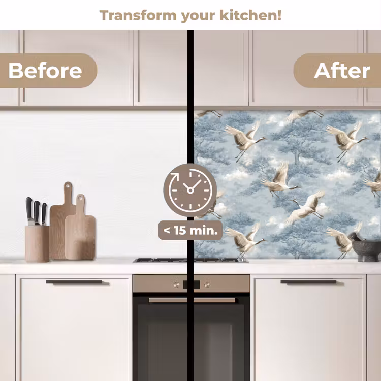 Kitchen splashback - Clouds - Cranes - Blue — 3