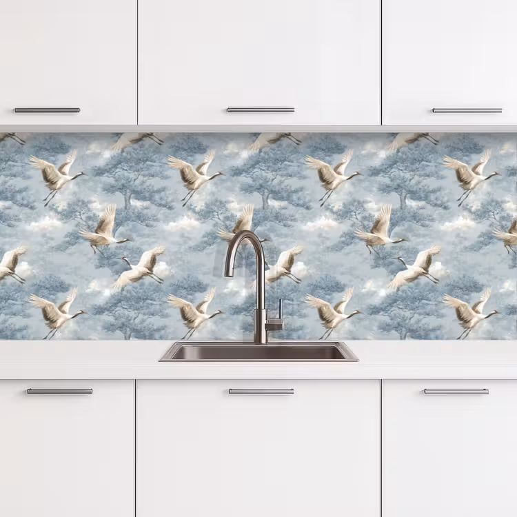 Kitchen splashback - Clouds - Cranes - Blue — 4