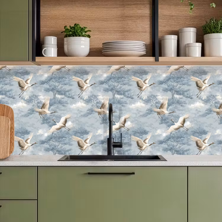 Kitchen splashback - Clouds - Cranes - Blue — 8