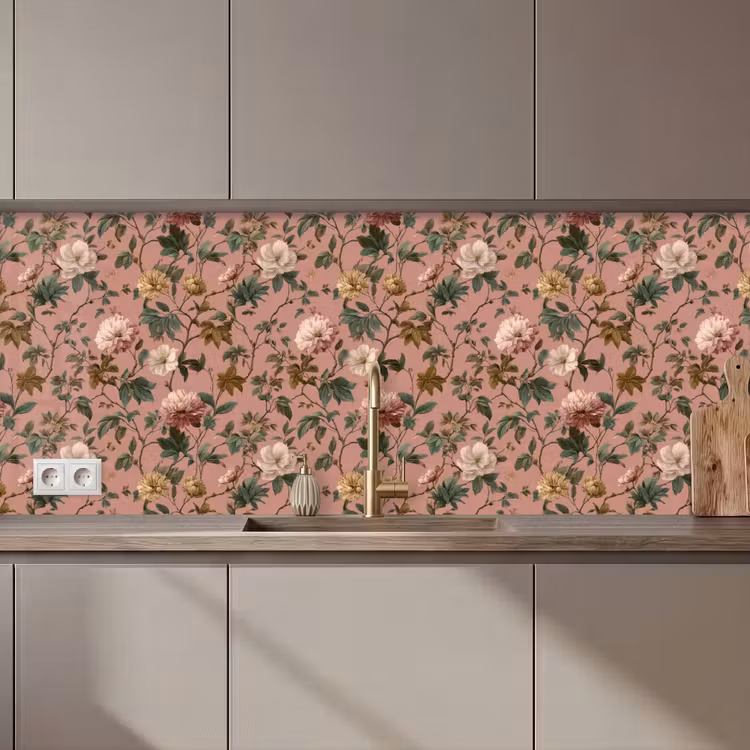Kitchen splashback - Flowers - Classic - Pink — 1