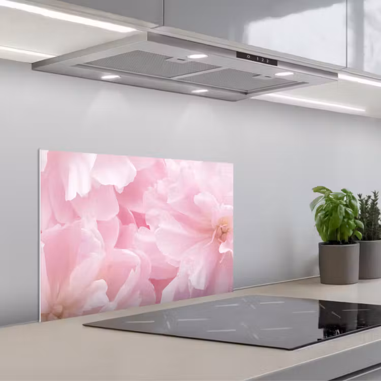 Kitchen splashback for hob - Floral beauty - Flowers - Pink - Peony — 1