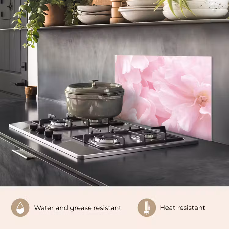 Kitchen splashback for hob - Floral beauty - Flowers - Pink - Peony — 2