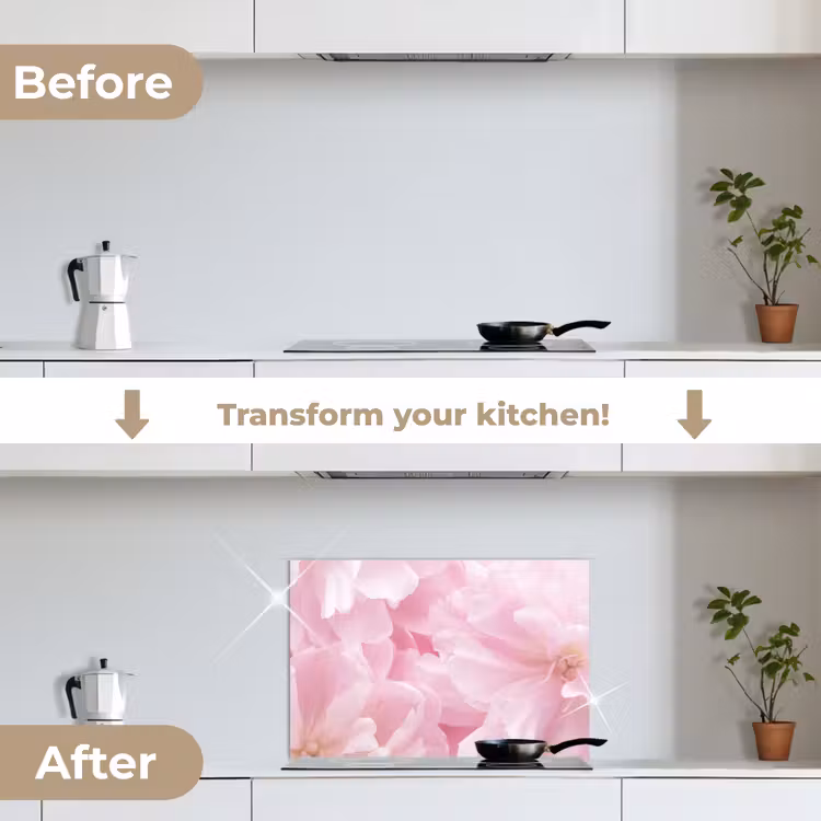 Kitchen splashback for hob - Floral beauty - Flowers - Pink - Peony — 7