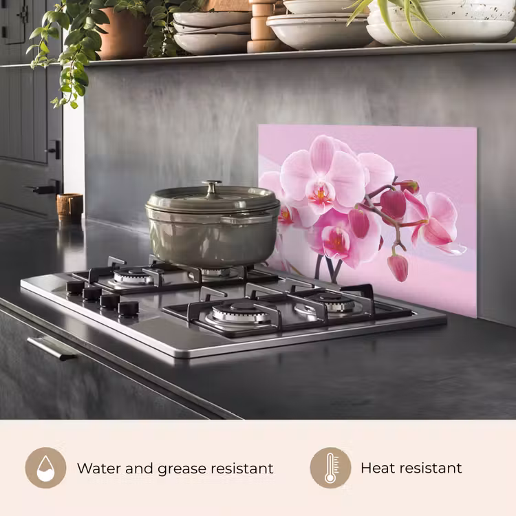Kitchen splashback for hob - Flowers - Orchid - Pink — 2