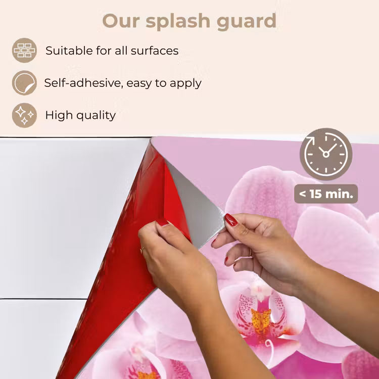 Kitchen splashback for hob - Flowers - Orchid - Pink — 4
