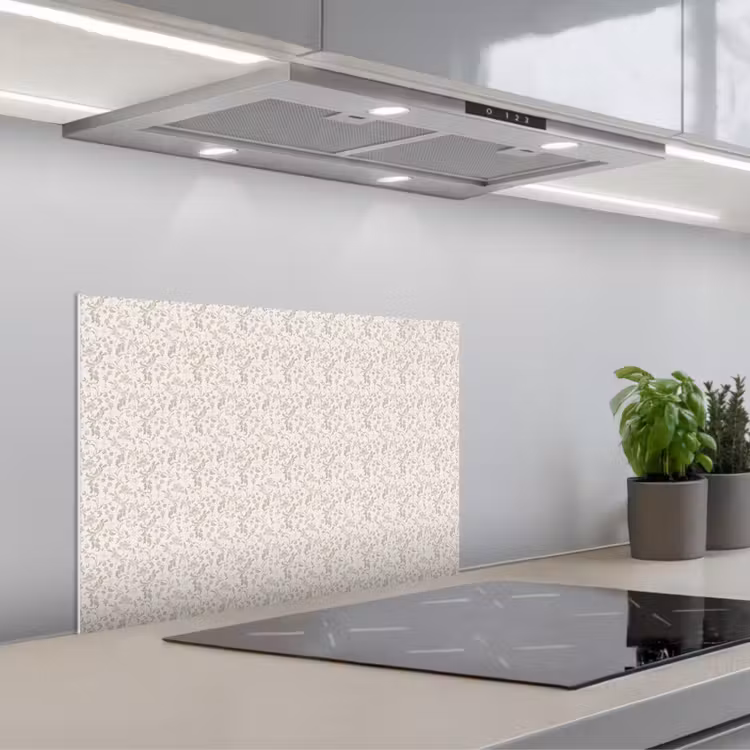Kitchen splashback for hob - Flowers - Pattern - Taupe — 1